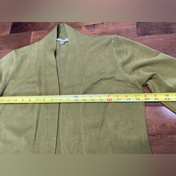 Vila Milano Open Front Knit Cardigan Womens Medium Army Green Long Sleeve - Picture 8 of 8